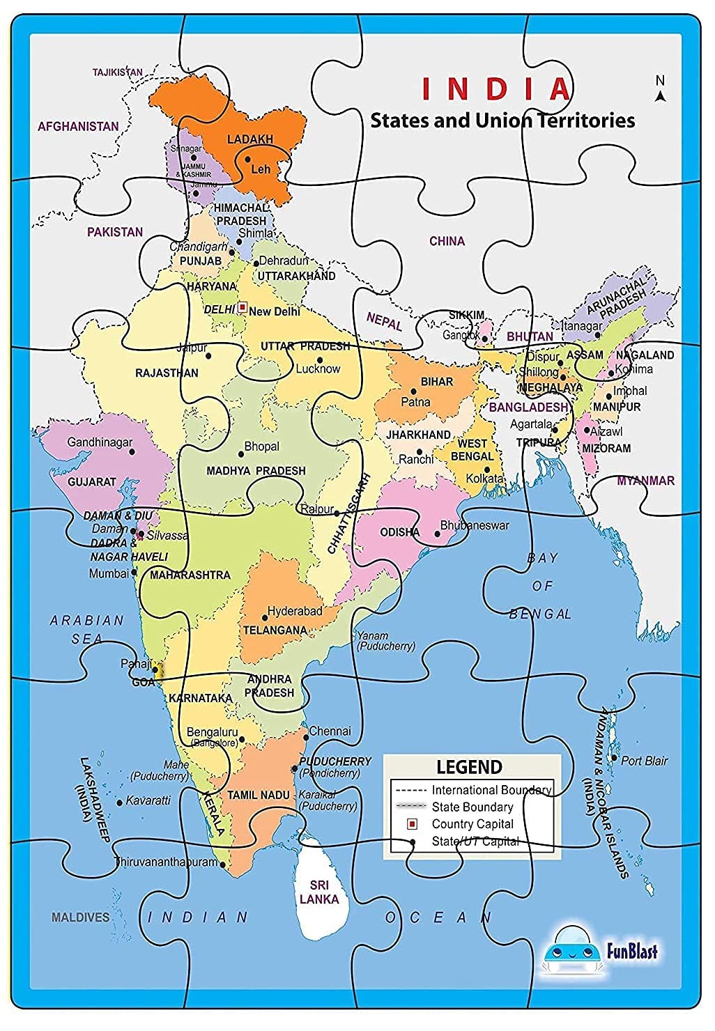 FunBlast India Map Jigsaw Puzzle – Puzzle for Kids, Jigsaw Puzzle for Kids, Educational and Learning Toy for Boys and Girls, Floor Puzzle for Kids of Age 3-5 Years – 24 Pcs (Multicolor) (B08CKDQZRB) Amazon Price History, Amazon Price Tracker
