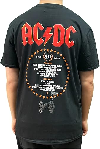 Official AC/DC 'For Those About To Rock' Unisex T-Shirt - Black With Yellow Outline Design