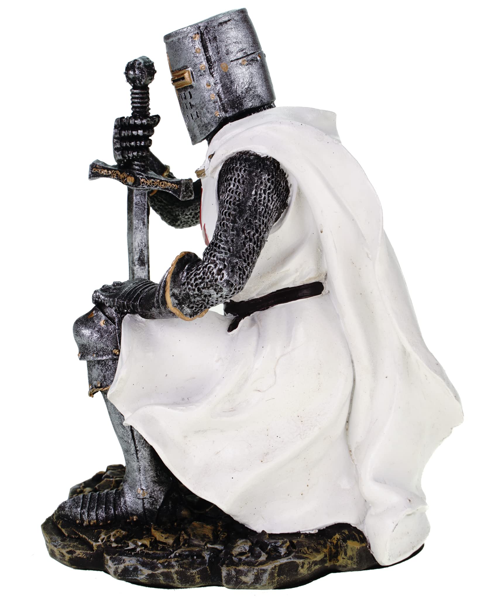 Tempelritter knieend 17 cm Figur Templer Ritter Templerkreuz Deko Skulptur