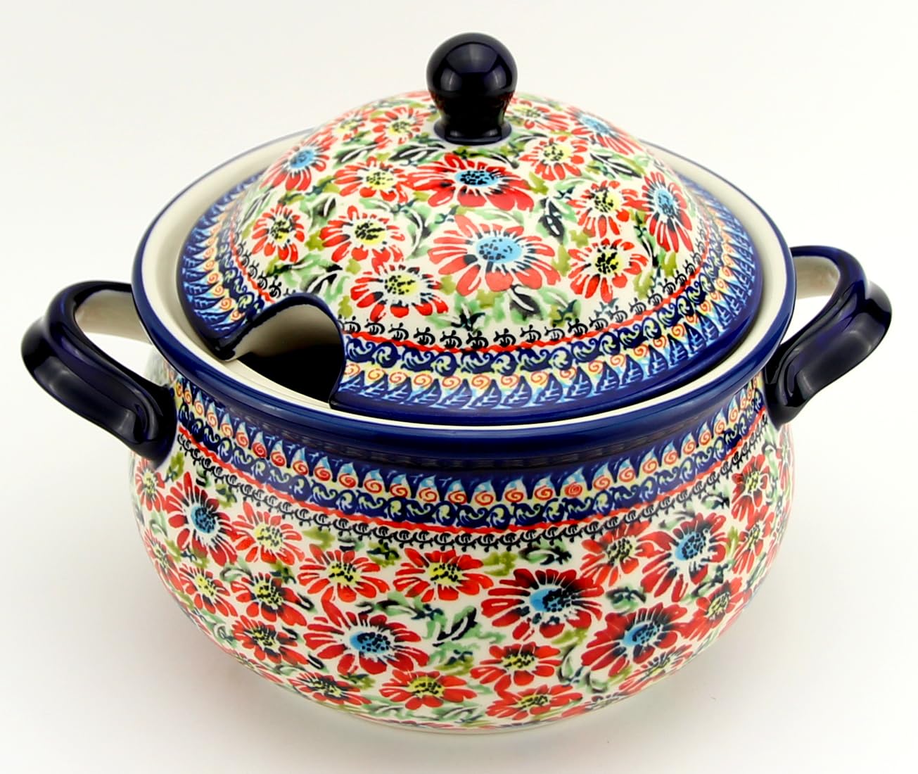 Polish Pottery Market 3.17-Quart Soup Tureen with Lid by Zaklady Boleslawiec – Handcrafted Polish Stoneware Tureen for Serving Soup and Stews