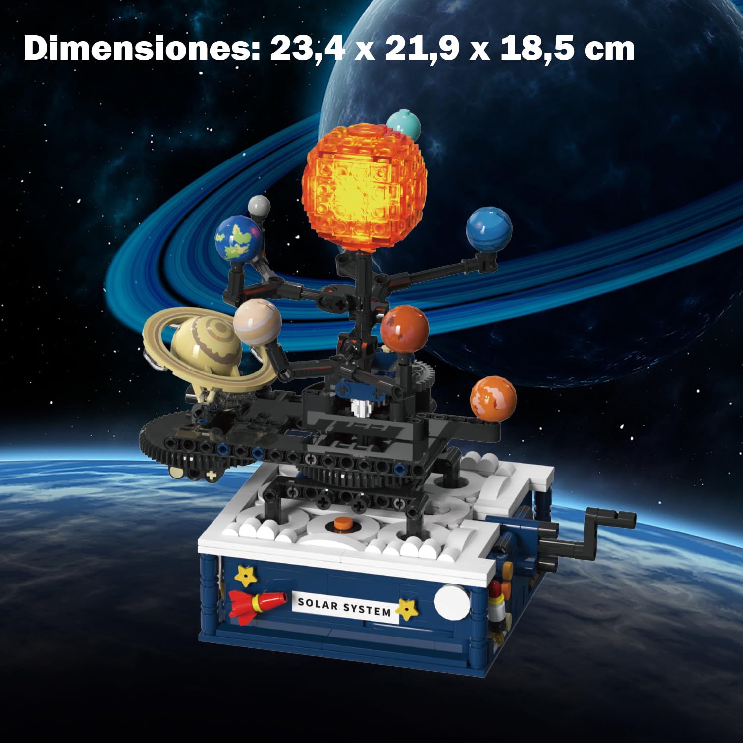 Technic Sistema Solar Modelo Juguete de Construcción con Luz – 775 Piezas Sistema Solar Giratorio Modelo 8 Planetas y Cohete, Bloques de sujeción Regalos para 6 7 8 10 12+ años Niños Niñas Adultos