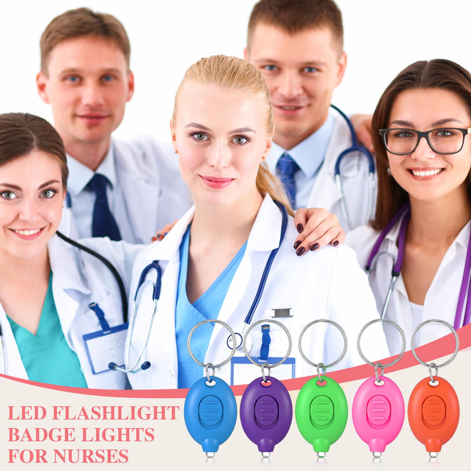 VIHOSE 50 Pcs Mini LED Keychain Flashlight Bulk Badge Lights - View #6