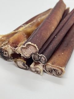Bullsters Bully Sticks Odour Free Dog Treats for Aggressive Chewers Long Lasting All Natural and Dehydrated Beef Pizzles, No Preservatives No Additives Highly Digestible for Small Medium Large XL Dogs (6 pack, 6")