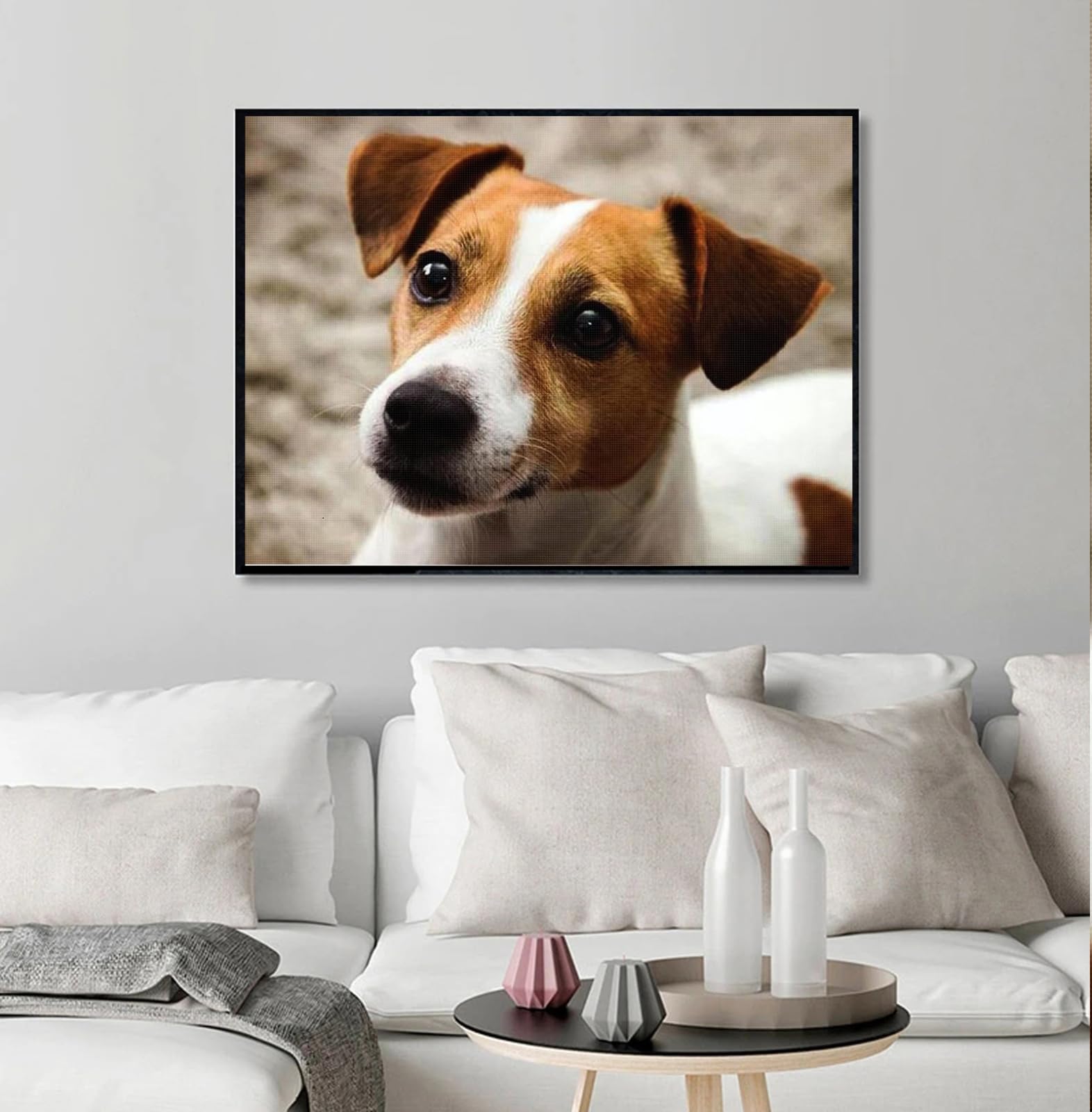 Kit Point De Croix Jack Russell Terrier 11CT - Toile 40x50cm Pré-imprimée - Complet Avec Fil, Aiguille, Guide - Pour Adultes
