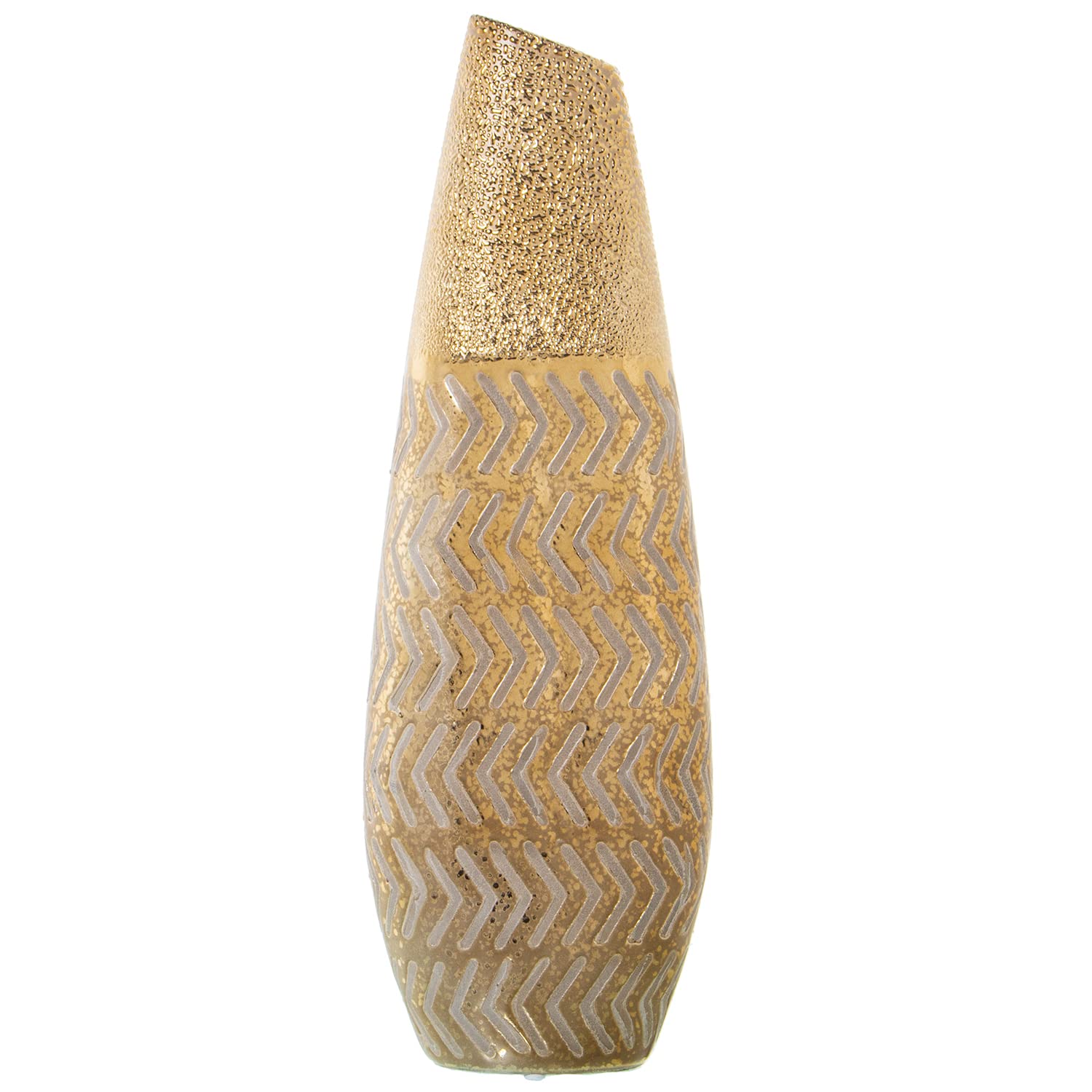 Grand vase en céramique doré 49cm objet d'art luxueux