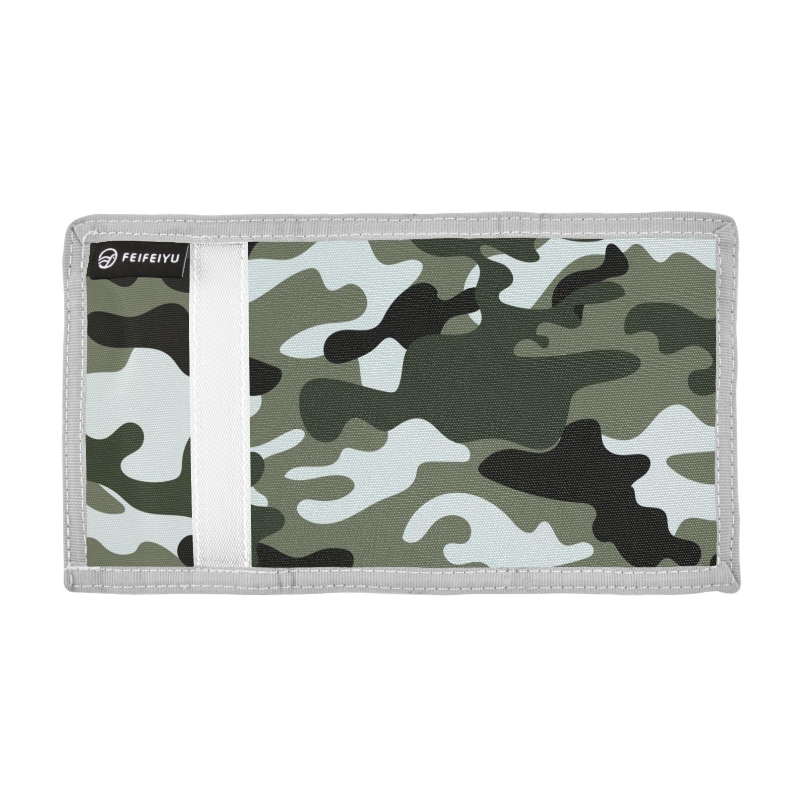 JHKKU Camo Print Trifold Wallets for Kids Boys Girls, Outdoor Sports Wallet for Teen, with Zipper Coin Pocket Novelty Purse