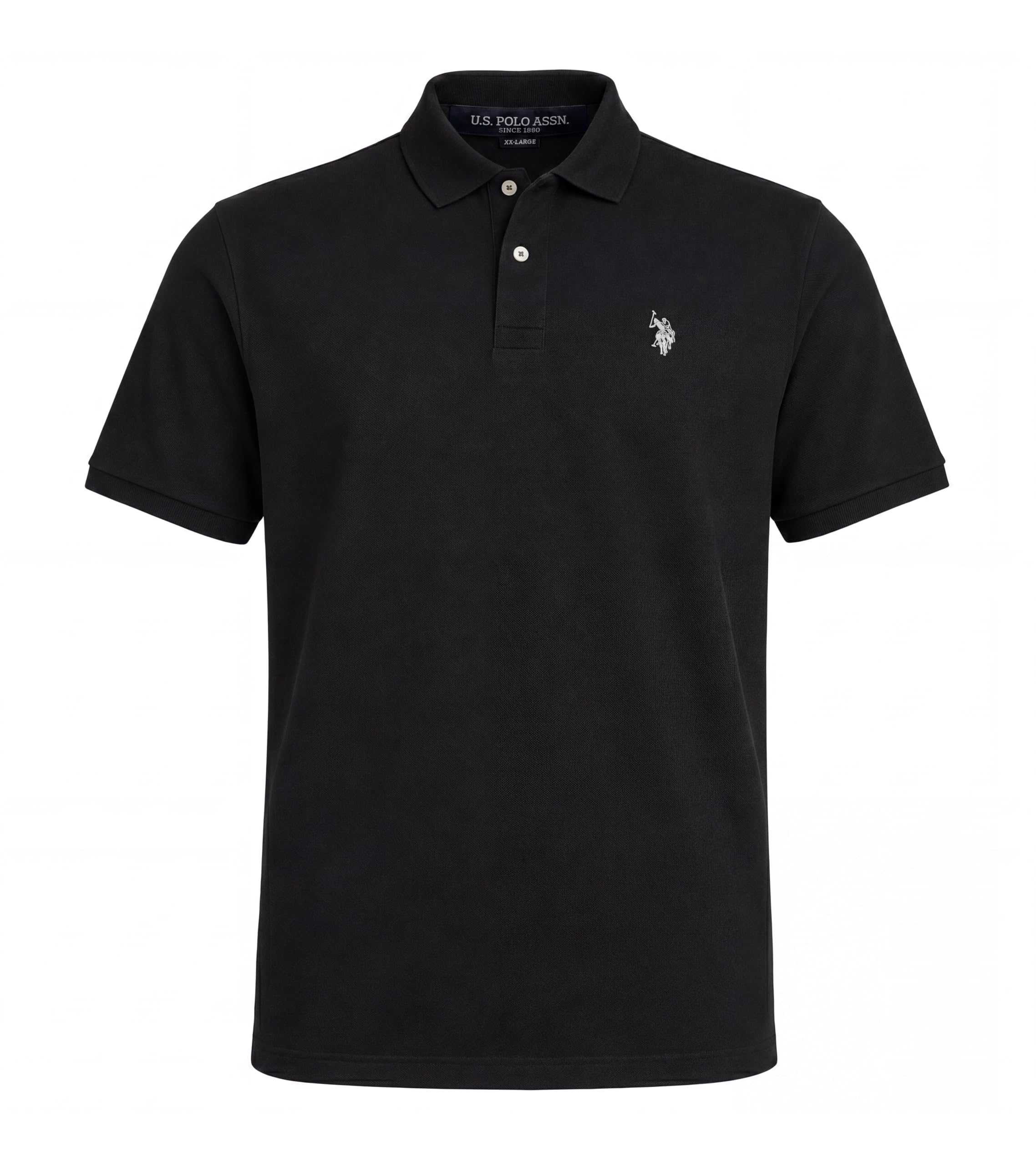 U.S. Polo Assn. Men's Solid Polo with Small Pony, Black/Light Grey, XX-Large