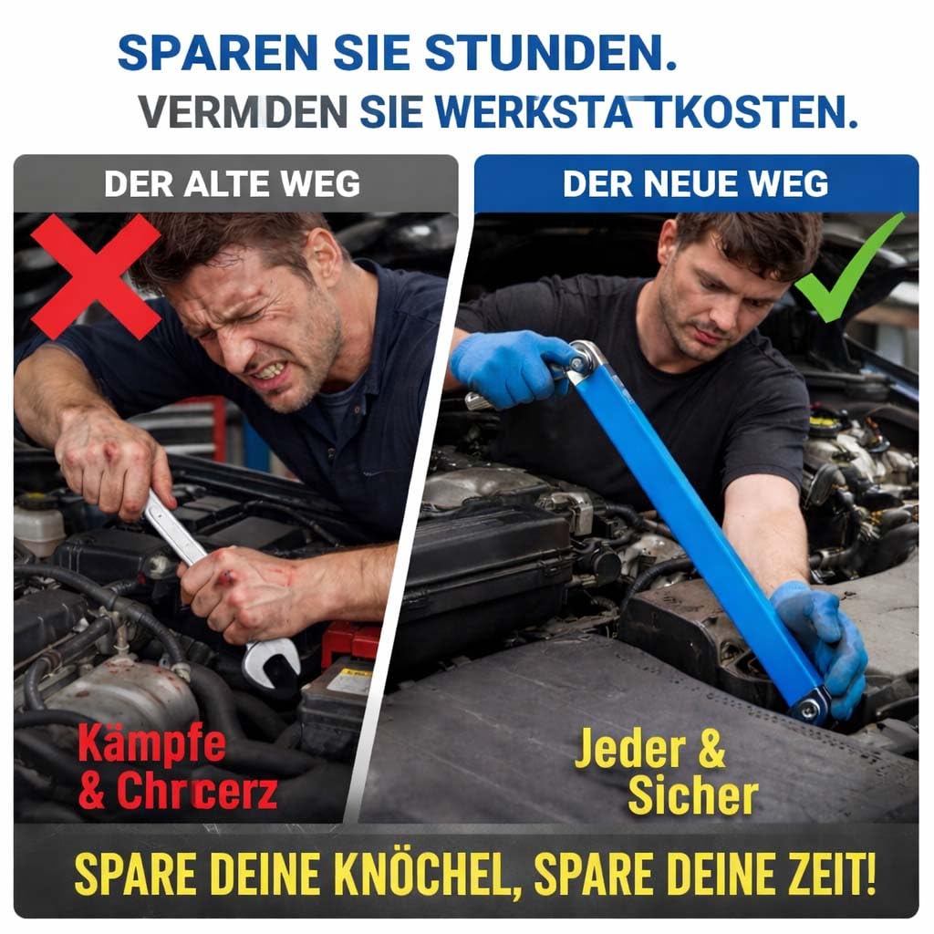 DZ'HUE Schraubwerk -Offset Schlussel, 39 m (15 Inch) Ratchet Extension With Chain Drive, Includes 1/4 Inch, 3/8 Inch & 1/2 Inch Adapter Torque For Versteckte Schraube In The Car Engine (1pcs)