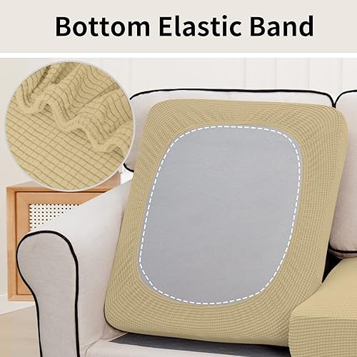 Vista 63 de Easy-Going - Funda de cojín elástica para sofá, funda de cojín protectora para asiento de sofá, suave, flexible con parte inferior elástica