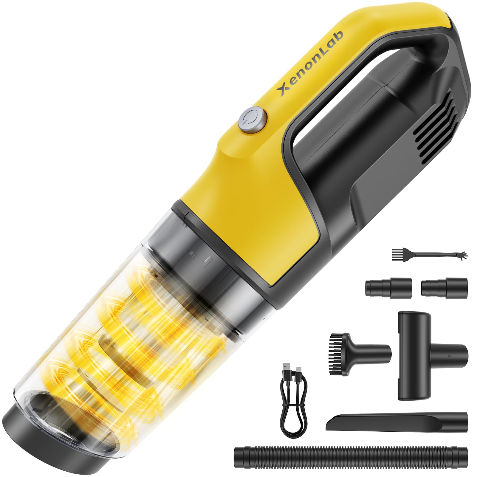XenonLab Handheld Vacuum Cordless 1.1 Pounds Car Vac 10000PA Hand Held Vacuums 4-in-1 Hand Vac Cordless Rechargeable HEPA Filter Large Capacity Dust Cup for Car Office Home Pets Hair (Yellow) - 69% off