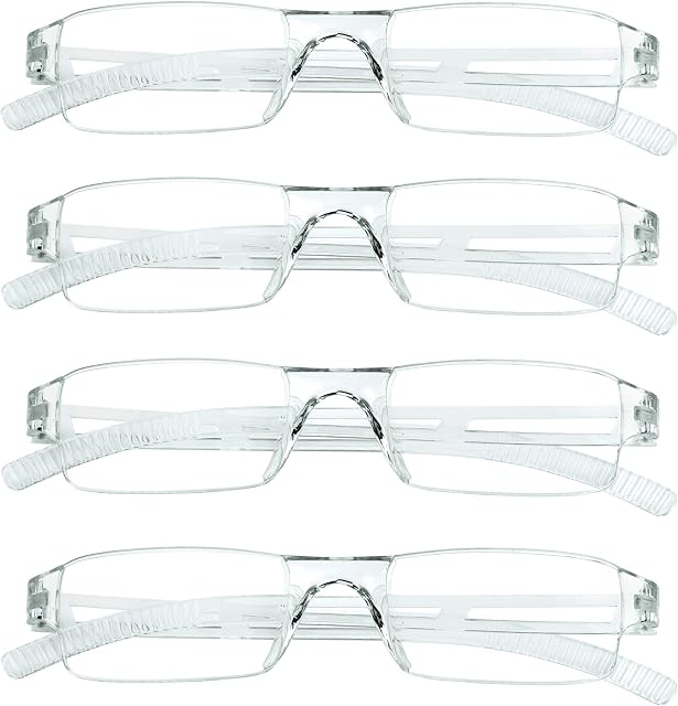 4 Paires de Lunettes de Lecture, Lunettes d'Ordinateur Bloquant la Lumière Bleue pour Femmes et Hommes Anti Fatigue/Éblouissement