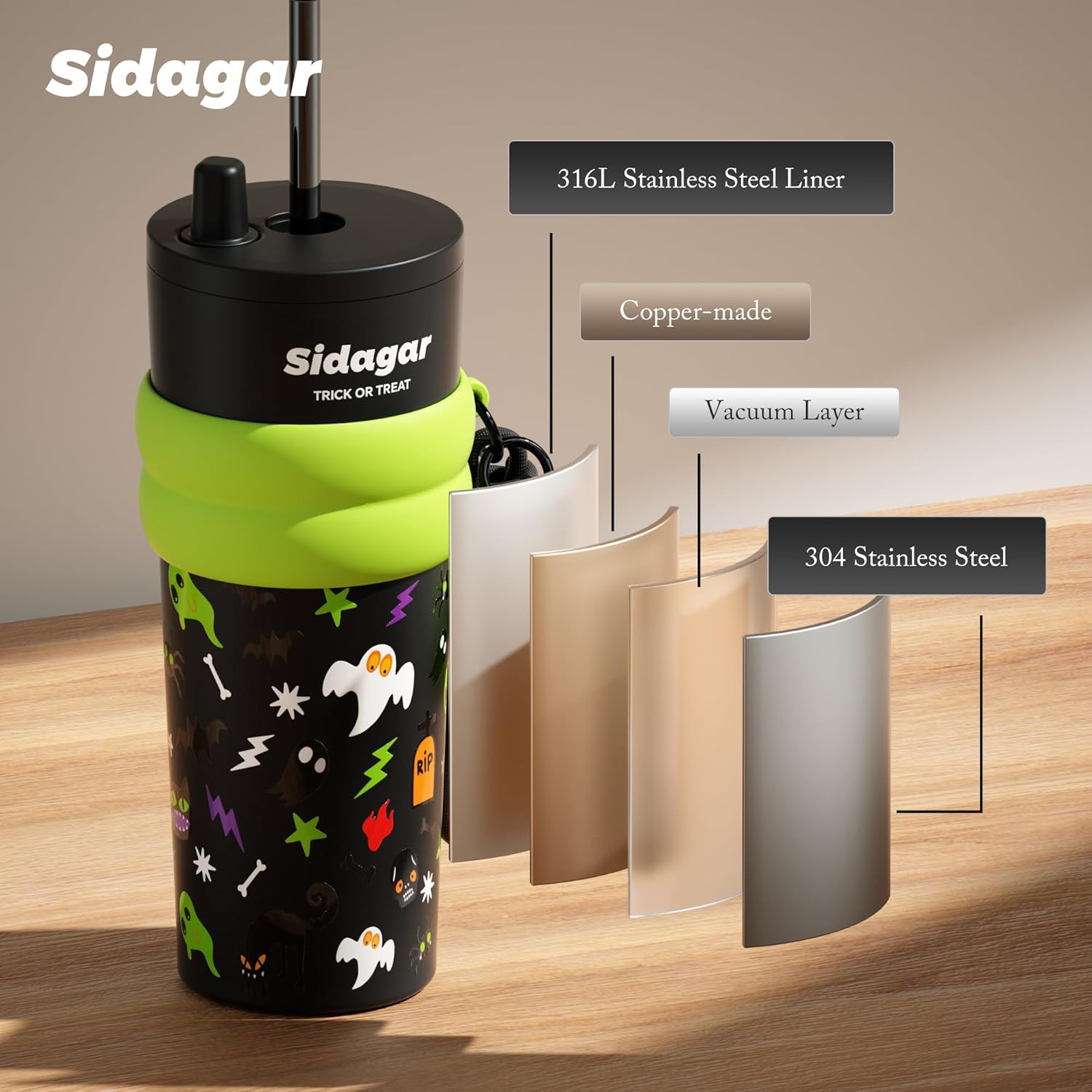 24 oz Tumbler with Lid and Straw, Insulated Coffee Mug Leak Proof, Portable Iced Travel Water Bottle, Reusable Thermal Coffee Cup, Gift for Women, Halloween - Image 7