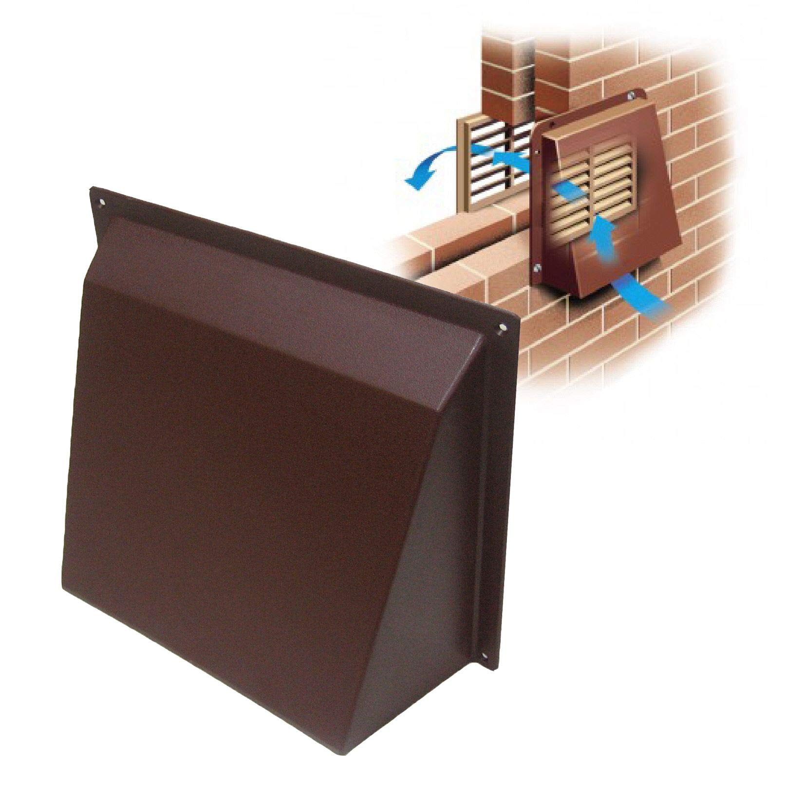 9" x 9" Brown Hooded Cowl Vent Cover for Air Bricks Grilles Extractors Vents