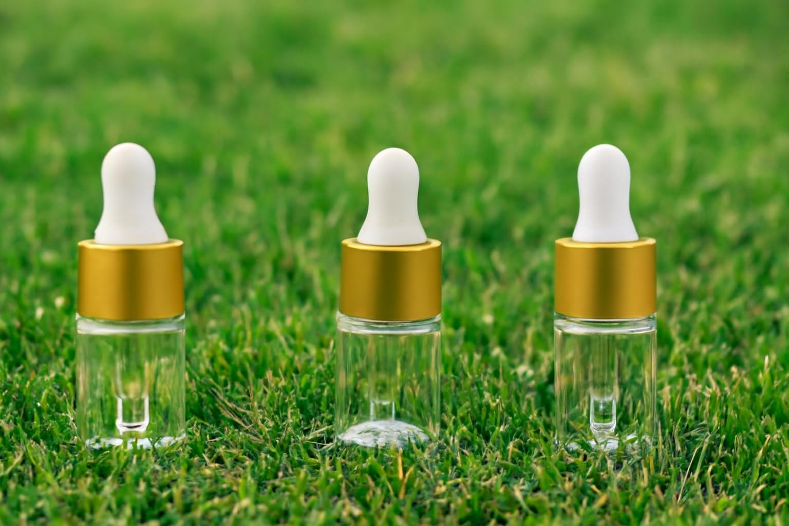50 szt. mini szklanych buteleczek z kroplomierzem 2 ml – złote zakrętki, idealne na nalewki, olejki eteryczne, perfumy i płyny – z pipetą i lejkiem
