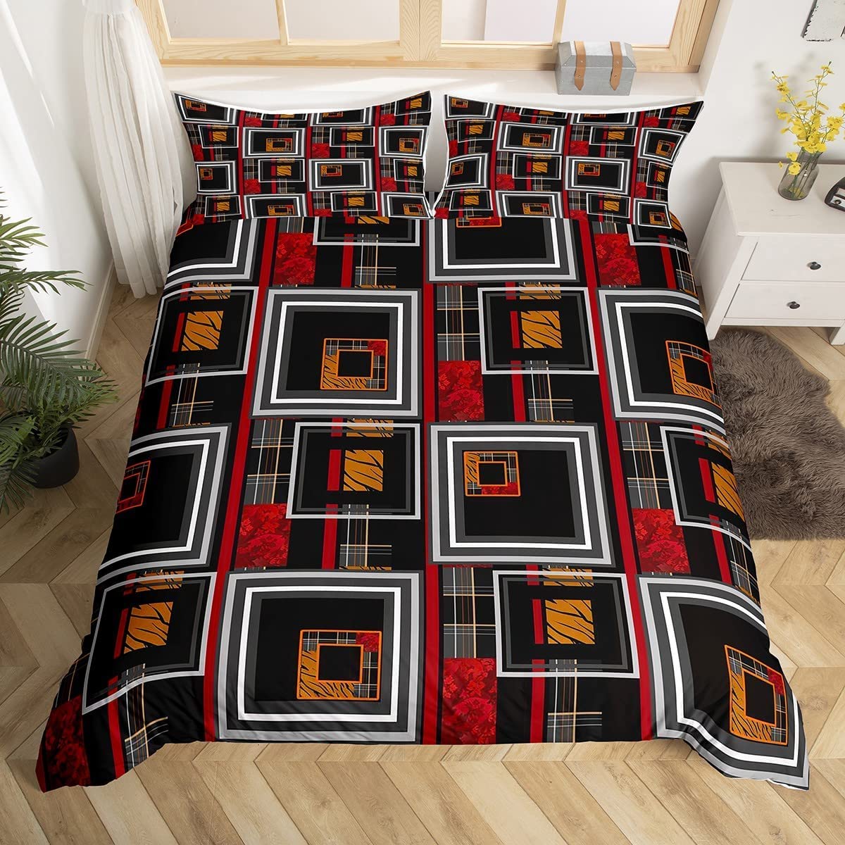 Housse de couette en microfibre douce avec motif géométrique imprimé 3D