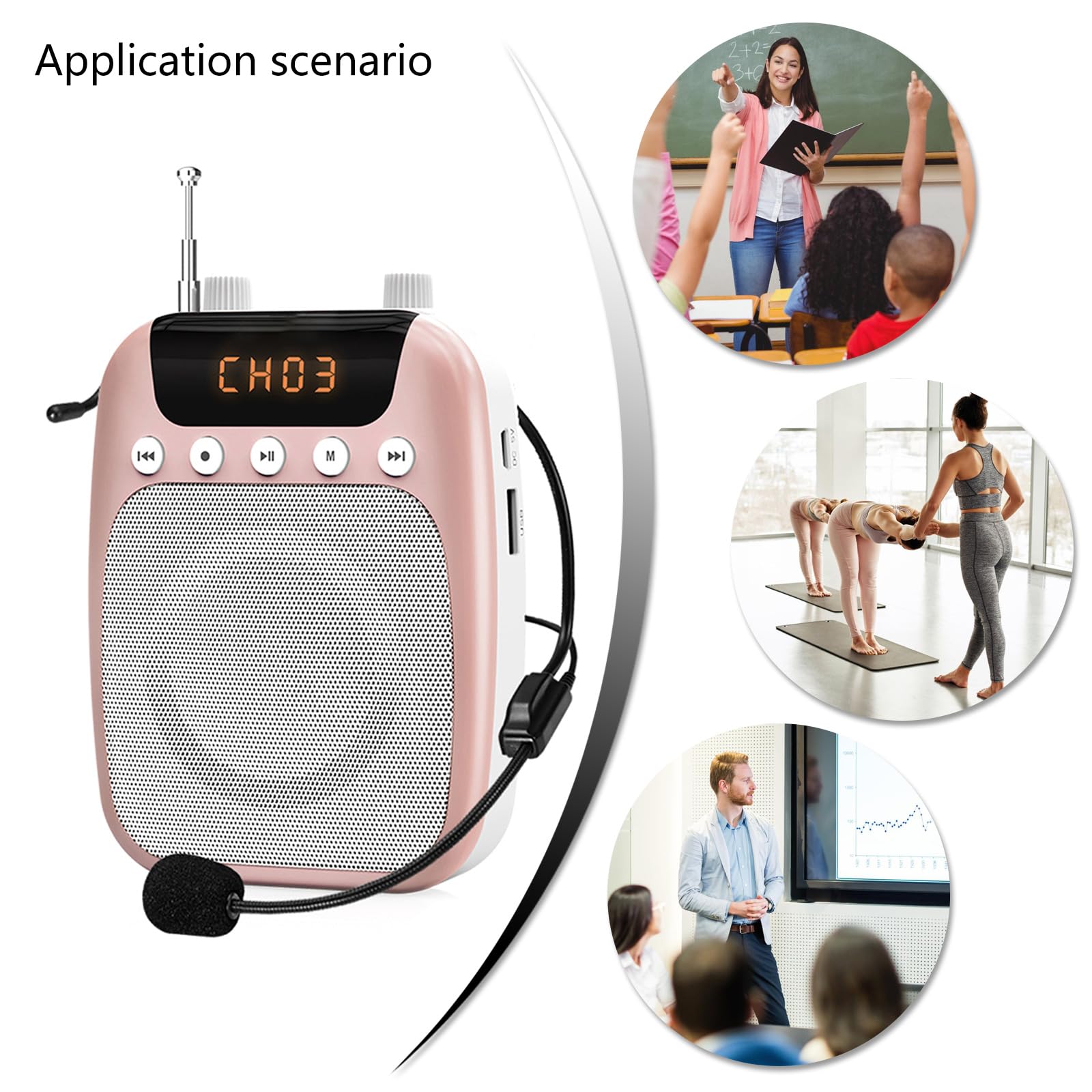 S358 - Megáfono pequeño amplificador de voz para educadores y profesores de actividades al aire libre con micrófono