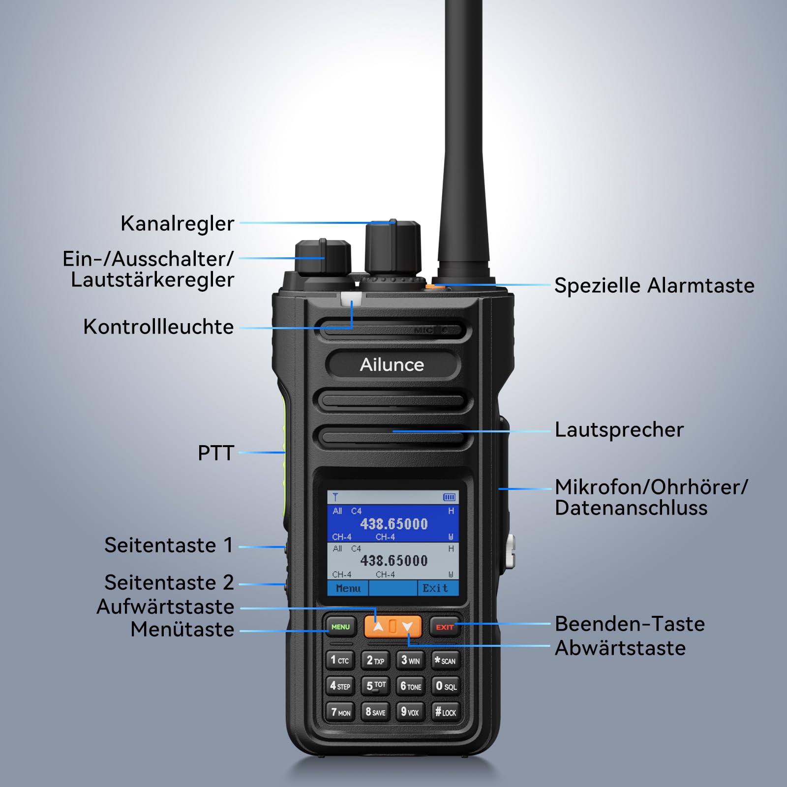 Retevis Ailunce HA2 Amateurfunk, APRS/GPS, Bluetooth, APP Steuerung, Funkgerät mit Großer Reichweite, AM/FM, IP67 Wasserdicht, 2800mAh, Amateurfunkgerät für Outdoor Enthusiasten (1 Stück, Schwarz)