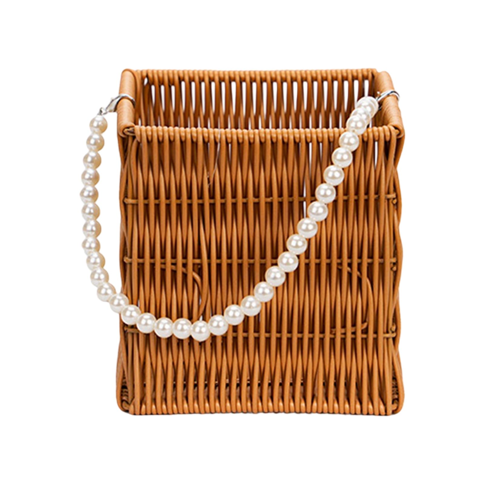 Natural Looking Styles Hand Carry Basket with Stylish Pearls for Home Decoration Permanent Household Planner