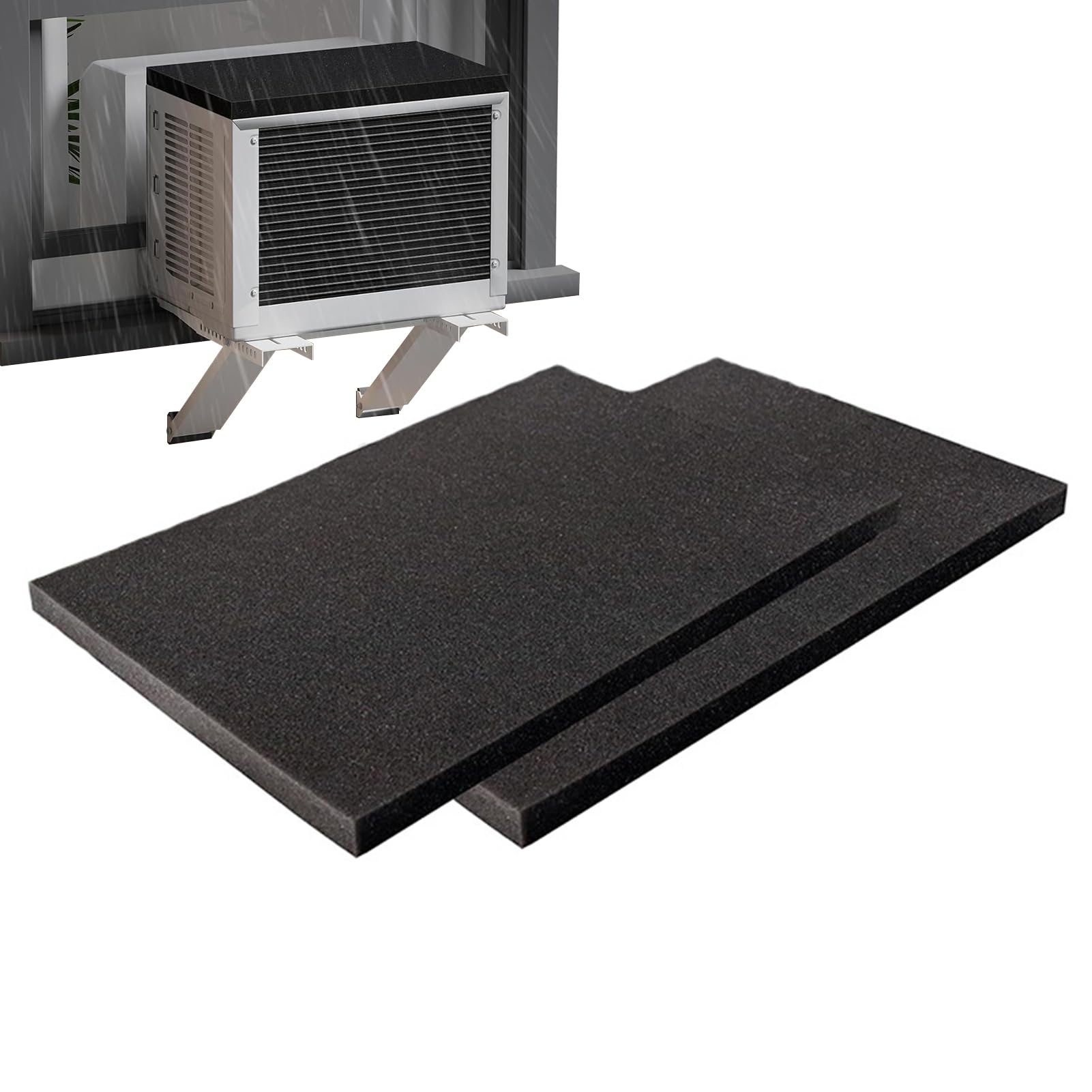 Tapete de aire acondicionado para exteriores, barrera de ruido de espuma magnética de 24 x 17 x 0.75 pulgadas, absorbente de vibraciones, almohadilla de refrigeración silenciosa para instalaciones