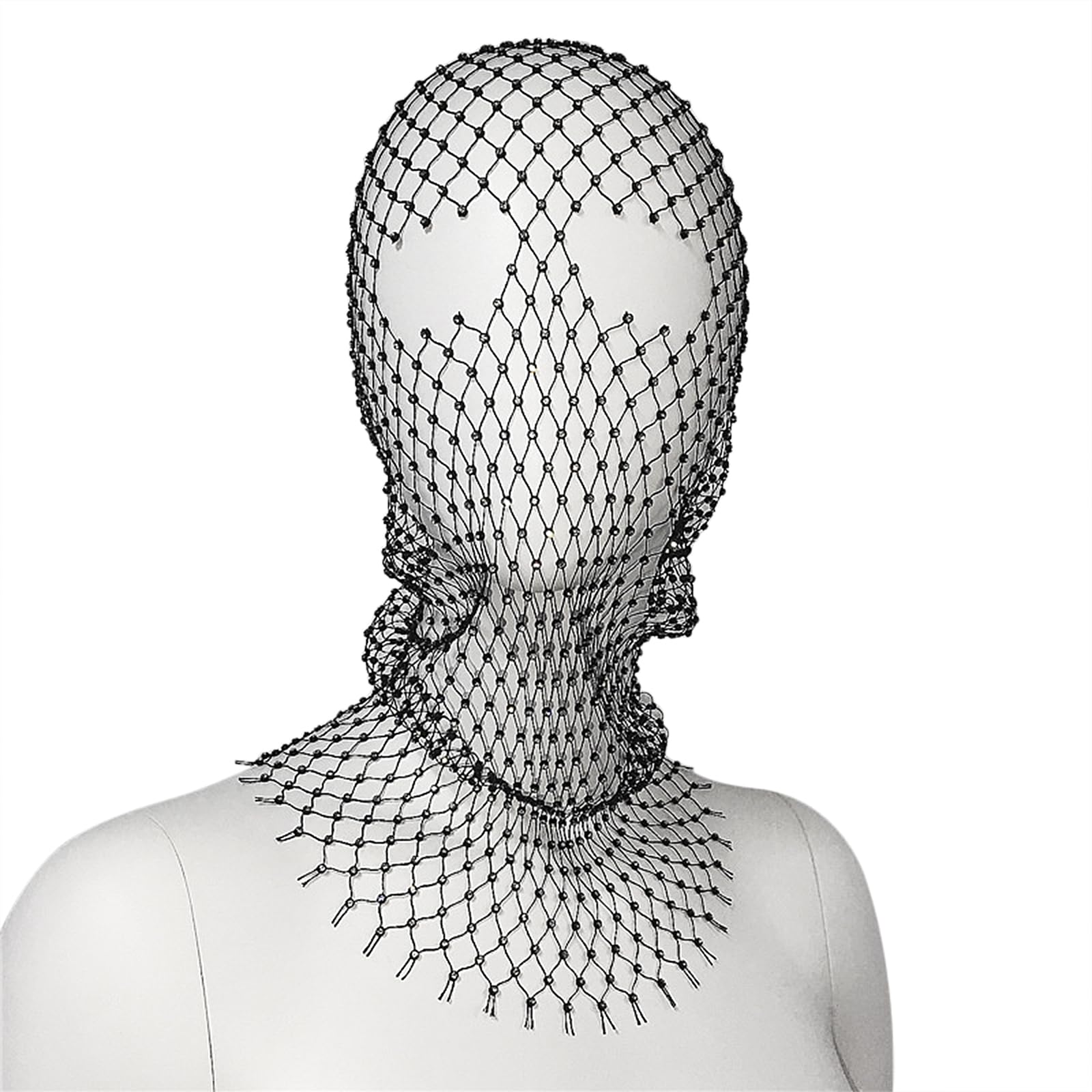 RUIXIA Cagoule Elastique en Maille avec Strass pour Femme pour Soirée Bonnet Maille Coiffe Maille pour Soirée Bal Accessoires Mode de Cheveux pour Femme pour Halloween Festival Carnaval