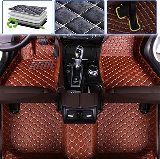 SureKit Custom Car Floor Mats for Jeep Wrangler Sahara 2004-2010 Floor Liner Waterproof Anti-Skid Luxury Leather Full Coverage Liner Front ＆ Rear Mat/Set (Brown)