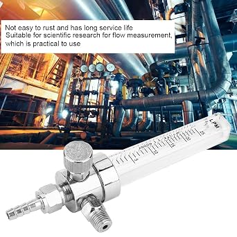 Gas Flow Meter, WL-12 Tube Type Copper Chrome Plated Air Gas Flowmeter, NPT 1/4 Inlet Thread, 1-25 m3/h Measuring Range, Oxygen Flow Meter