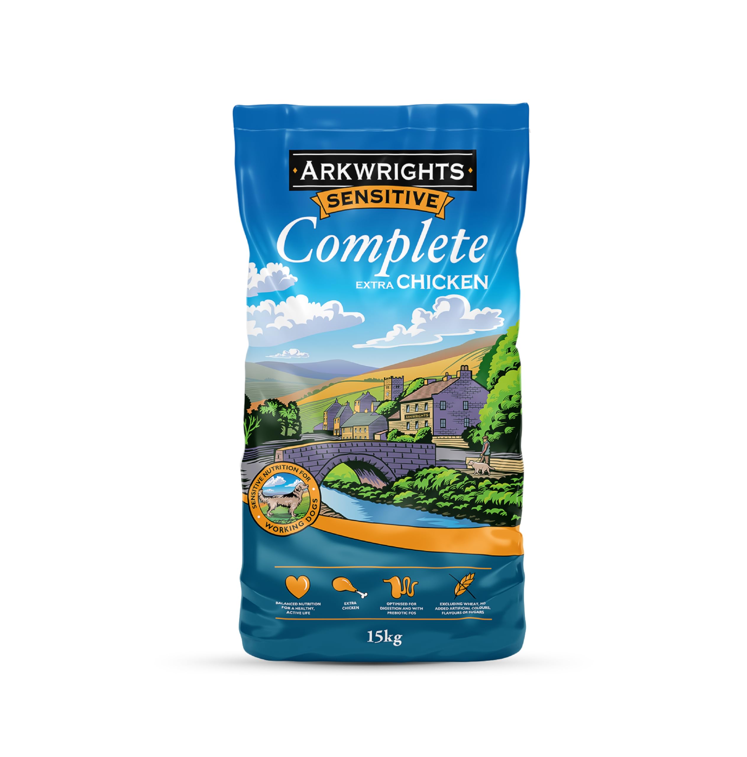 Arkwrights Sensitive Complete Dry Dog Food 15kg - Extra Chicken and Wheat Free Recipe - Sensitive Nutrition for Working Adult Dogs - Dry Dog Biscuits