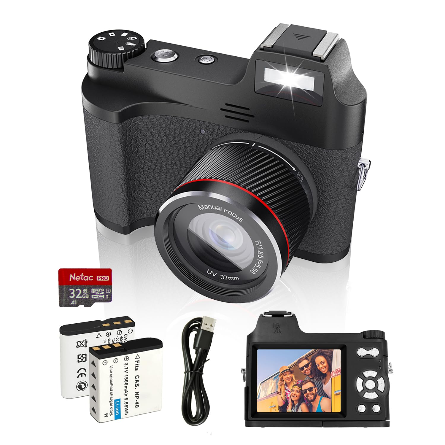 Mini HD Digital Camera 4K Video 48MP Photo with Manual Focus Vintage Design and Leather Texture for Vlogging Travel Sports and Life Recording-image-19