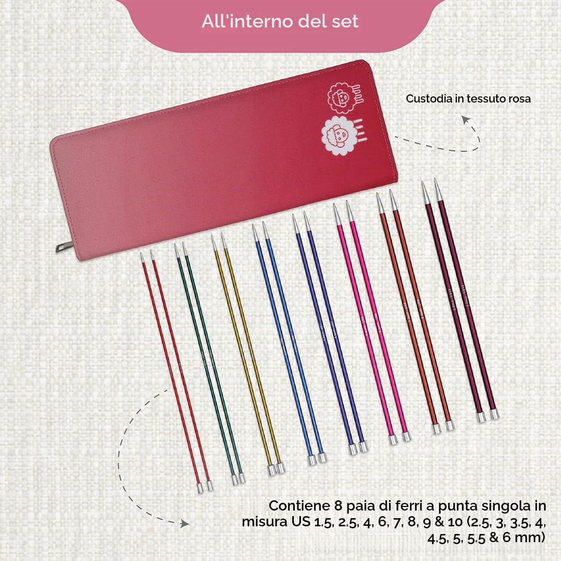 Set ferri da maglia a punta singola KnitPro Zing - (40 cm) - 2,50-6,00 mm