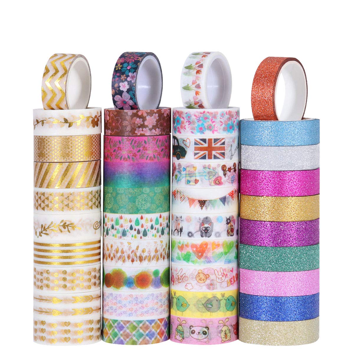 TOYMYTOY 40 Rolls Washi Tape Set,Decorative Washi Masking Tape for Scrapbook DIY Crafts and Gift Wrapping