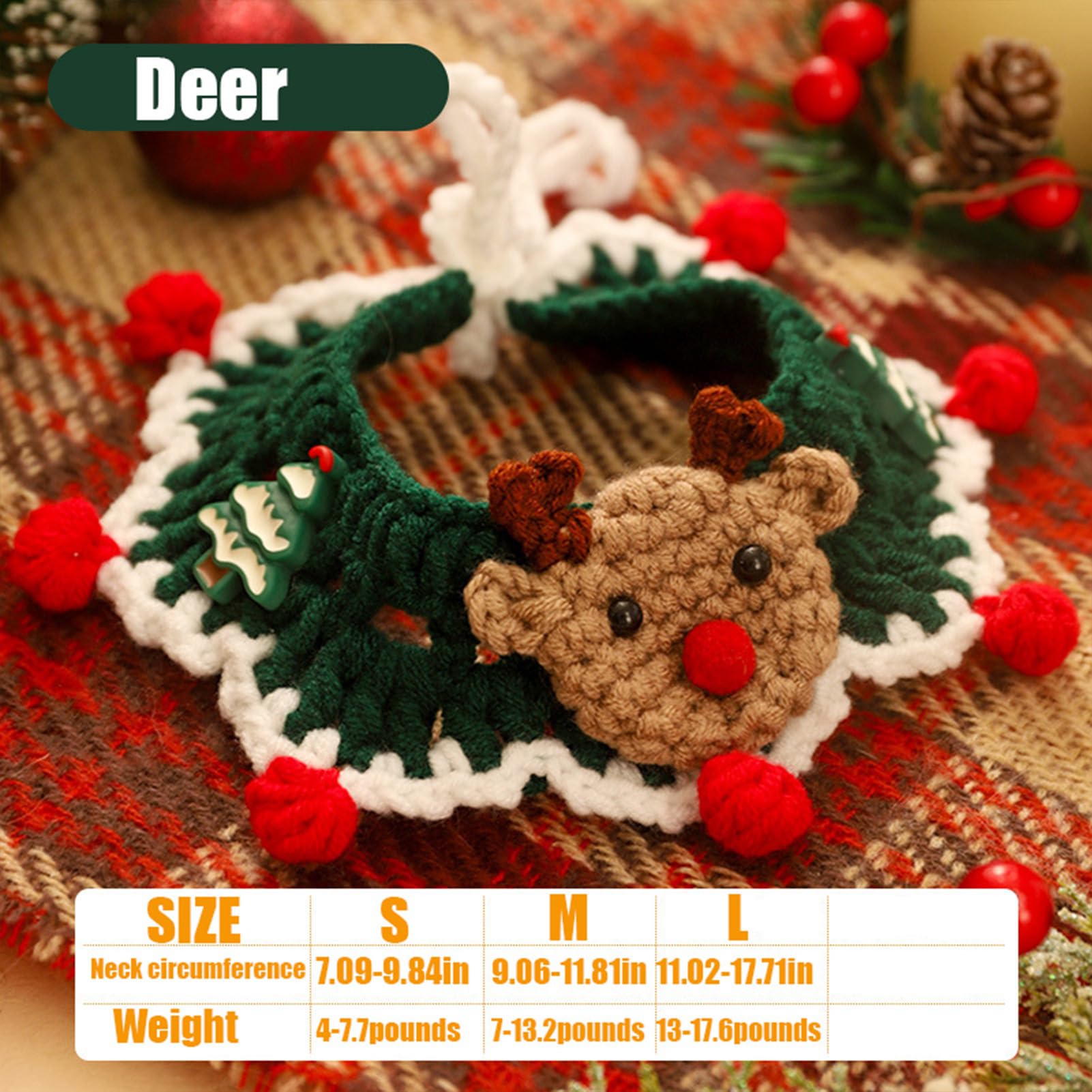 Christmas Cat Dog Collar Deer Santa Claus Snowflake Pet Accessories for Christmas (M, Deer), multi-coloured - Image 2