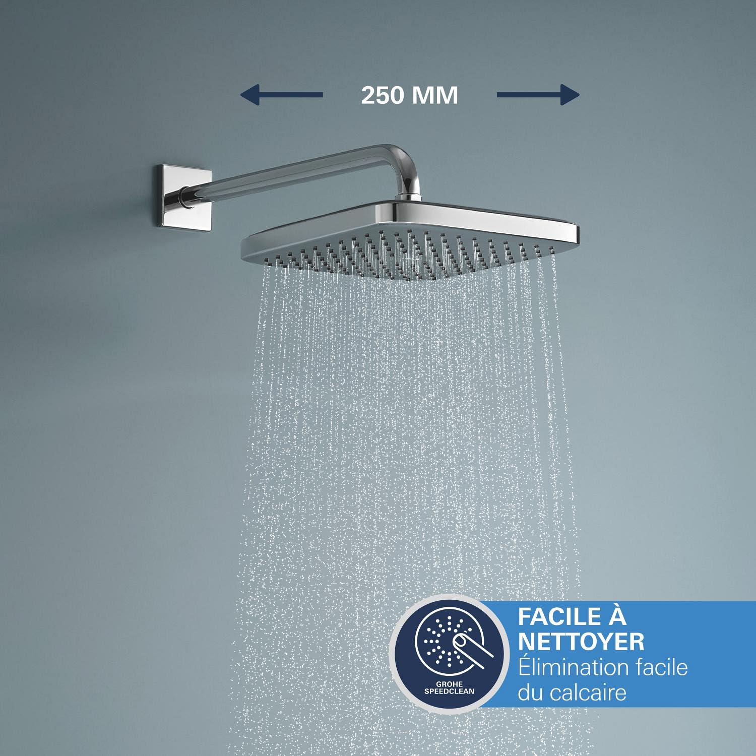 GROHE Precision Thermostatique, Ensemble de Douche Encastré 2 sorties, Douche de Tête Vitalio Comfort 250, Douchette Vitalio Comfort 110 2 jets, Flexible 1,5 m, Chromé, 34882000