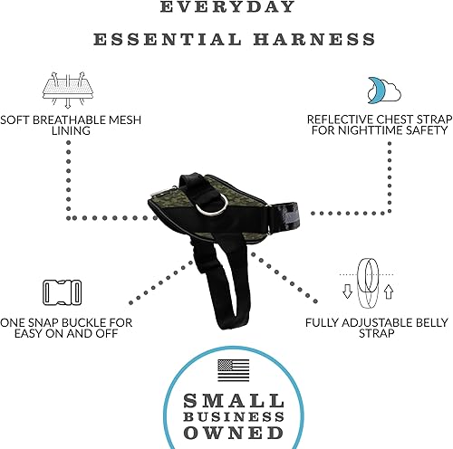 Vista 30 de ShawnCo Essential - Arnés para perro, chaleco sin tirones para mascotas con 3 clips de correa, sin estrangulamiento, reflectante, ajustable