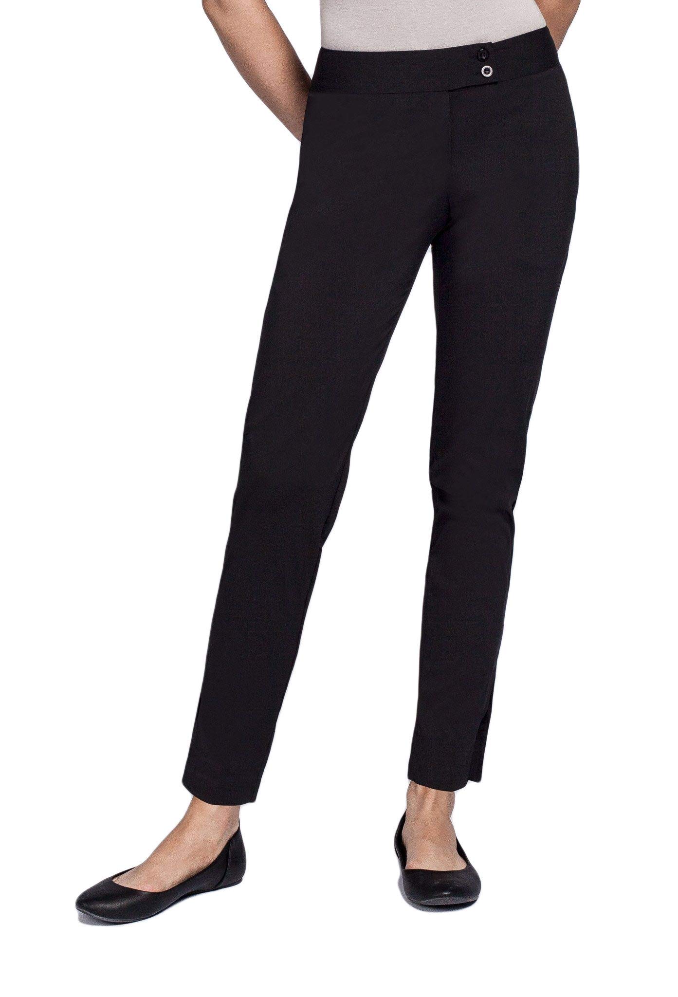 Noel Asmar Uniforms Inc.Slim Fit Suit Pant, Premium Uniform Bottoms, Waistband with Front Zipper (Black)