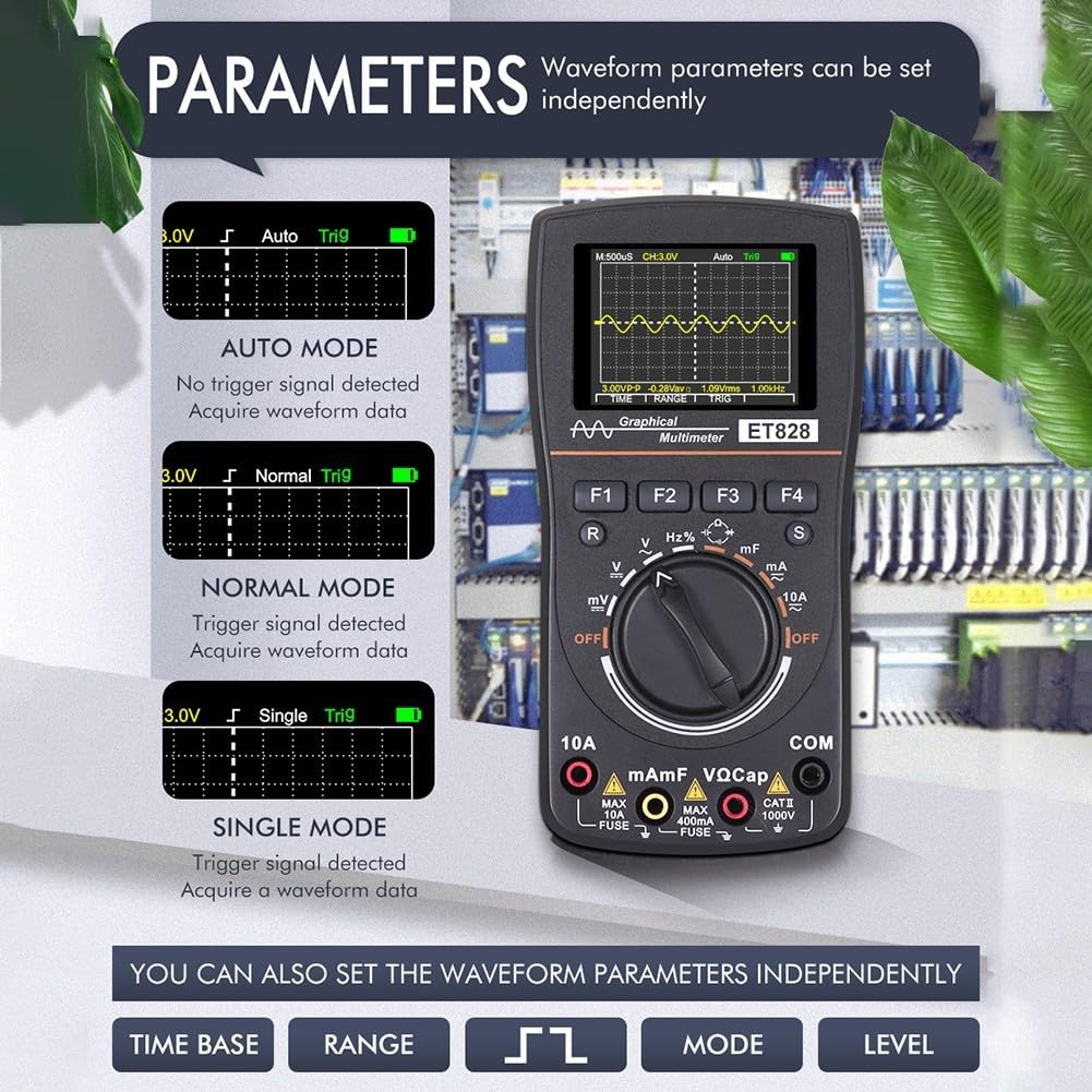 ET828 2-in-1 Digitales Oszilloskop & Multimeter, 1MHz Bandbreite, 2.5Msps Abtastrate, 4000 Counts Auto-Range, 320X240 Display, Datenspeicher Für Elektronik