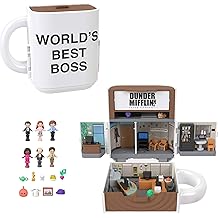 Polly Pocket x The Office Compact Playset 6 Character Dolls and 9 Accessories, Collectible Partnership Toy, Coffee Mug Exterior