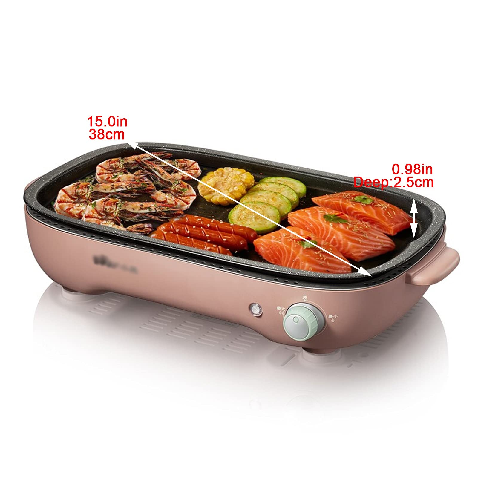 Barbecue Carbonella Grill da incasso senza fumo Grill 1200W griglia elettrica Grill Grill Rimovibile antiaderente BBQ Grill Grill Griddle Capacità per 3-5 persone Pratico barbecue strumenti BBQ Carbon