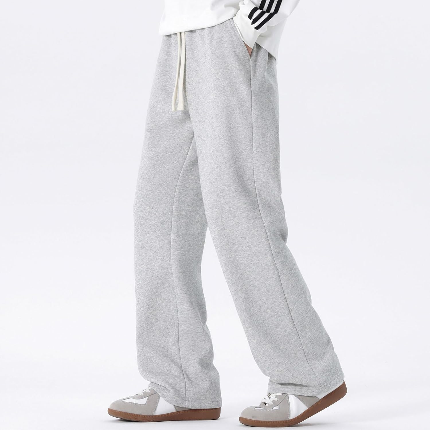 SHAGGA Mens Sweatpants Thick Fleece Lined Warmth Open Straight Leg Jogger Active Pants with Pockets for Running Gym - Image 2