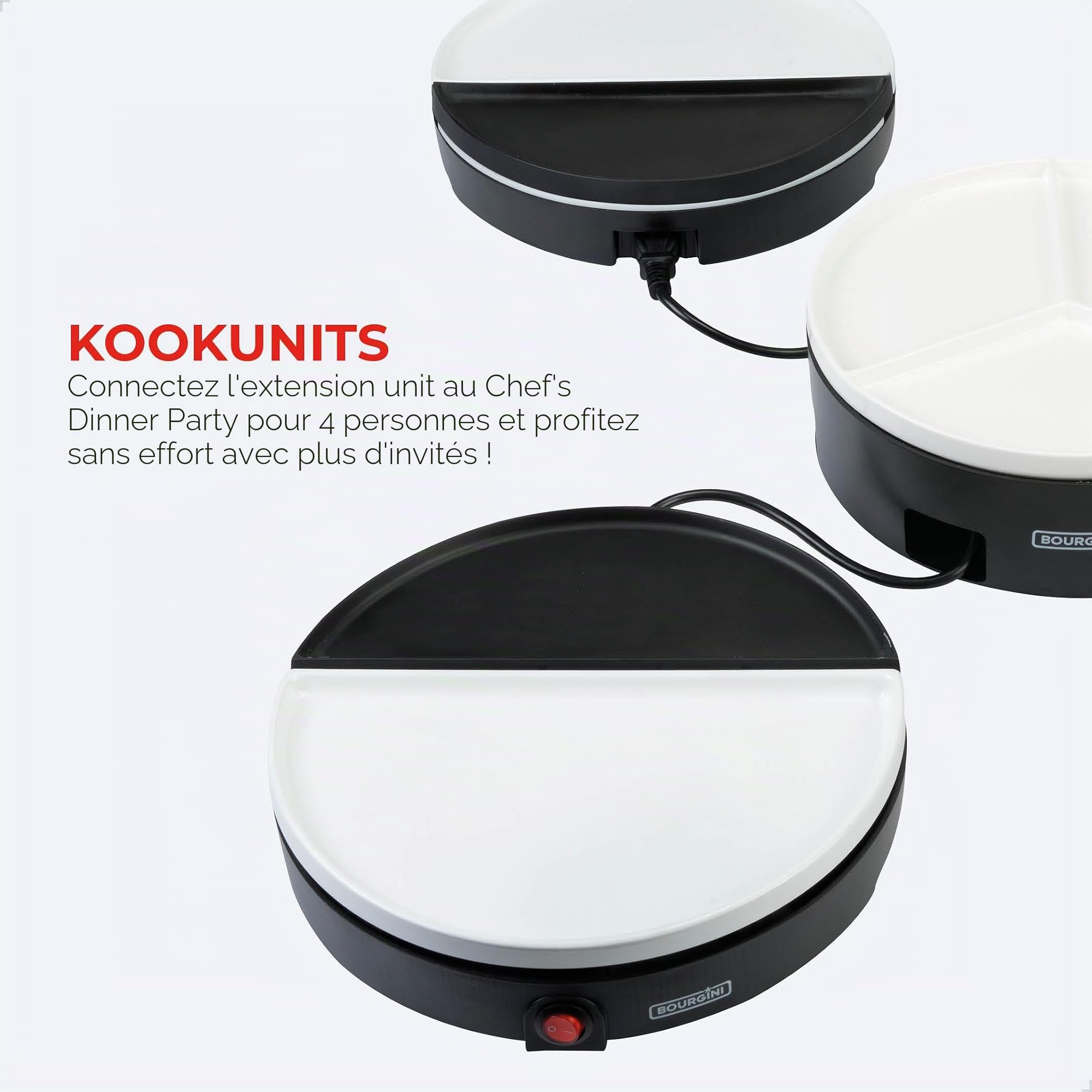Bourgini Chef's Dinner Party Extension Unit - Barbecue de table - Kit d'extension - Plaque en porcelaine amovible