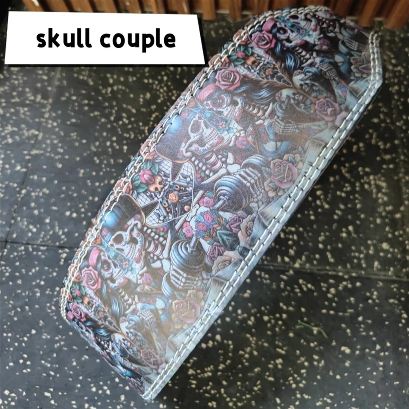 Cintura da Sollevamento Pesi for Coppie a Tema Teschio Cintura Fitness in Pelle PU con Cuscinetto in Vita for Allenamento di Forza in Palestra e Powerlifting