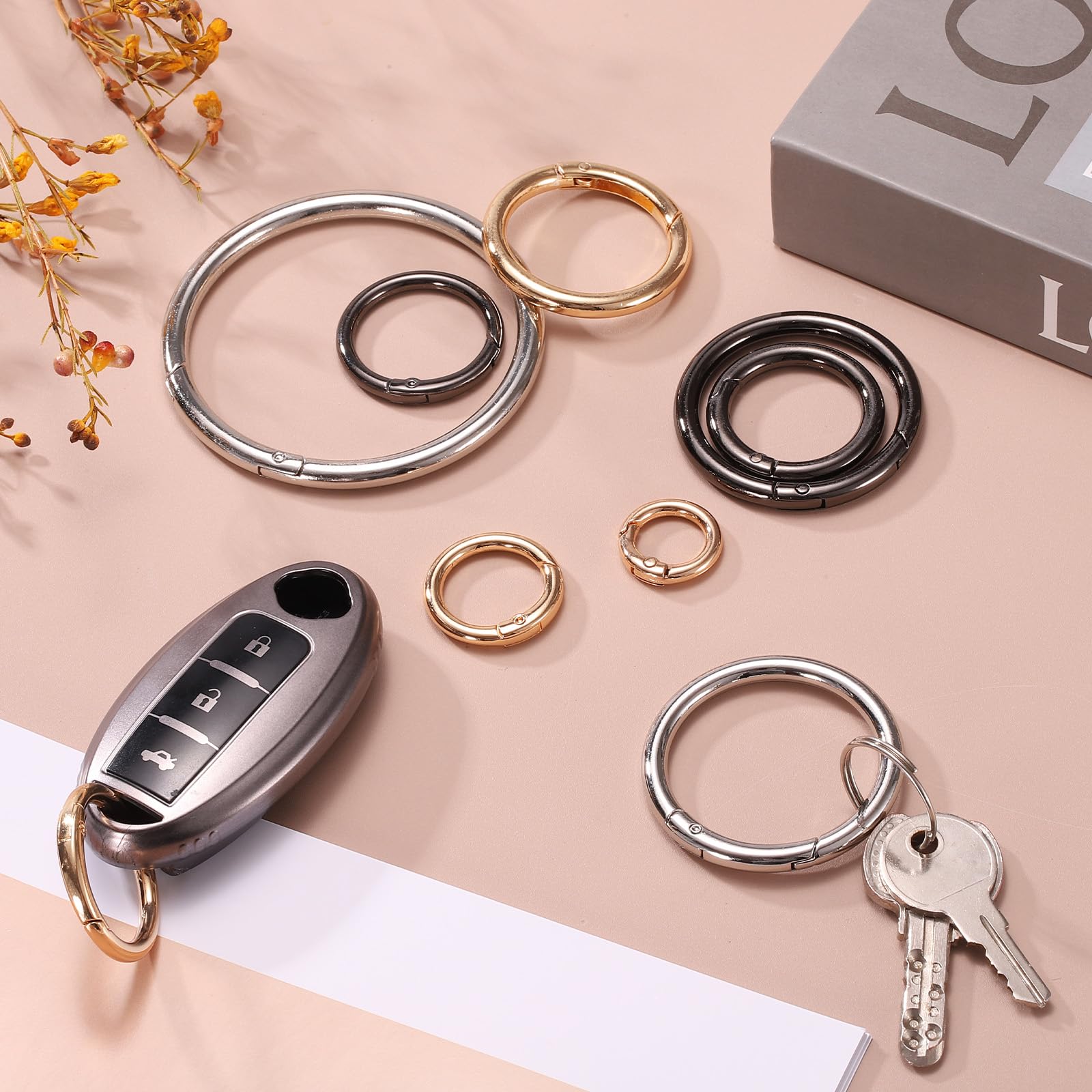 Portachiavi A Molla Spirale Elasticizzato – 3 Pezzi Con Anello E Gancio – Sourcingmap Nero - 2