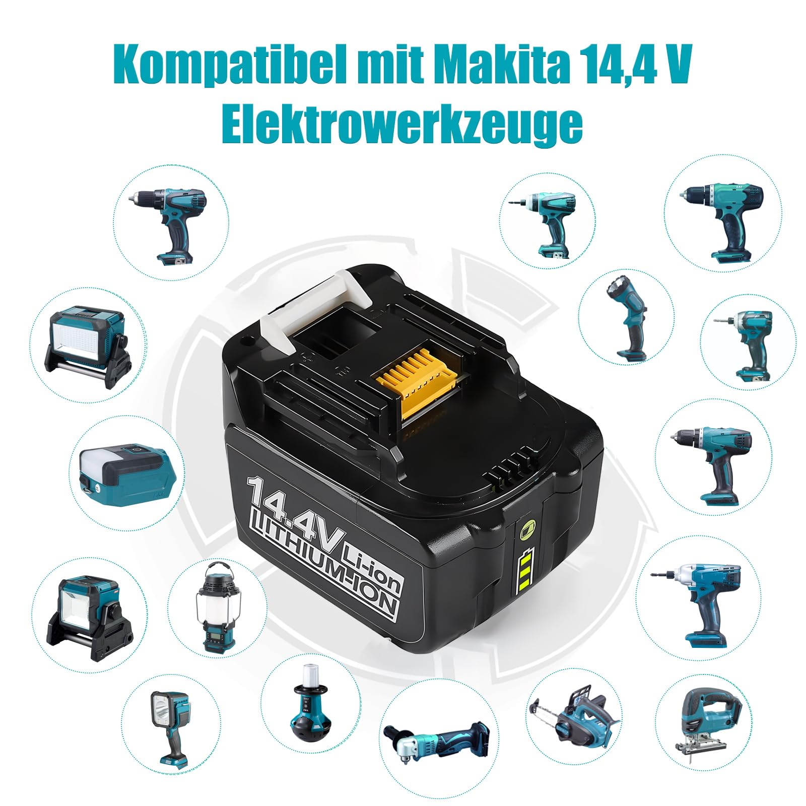 2X 14.4V 5.0Ah Akku für Makita 14.4V Akku BL1450