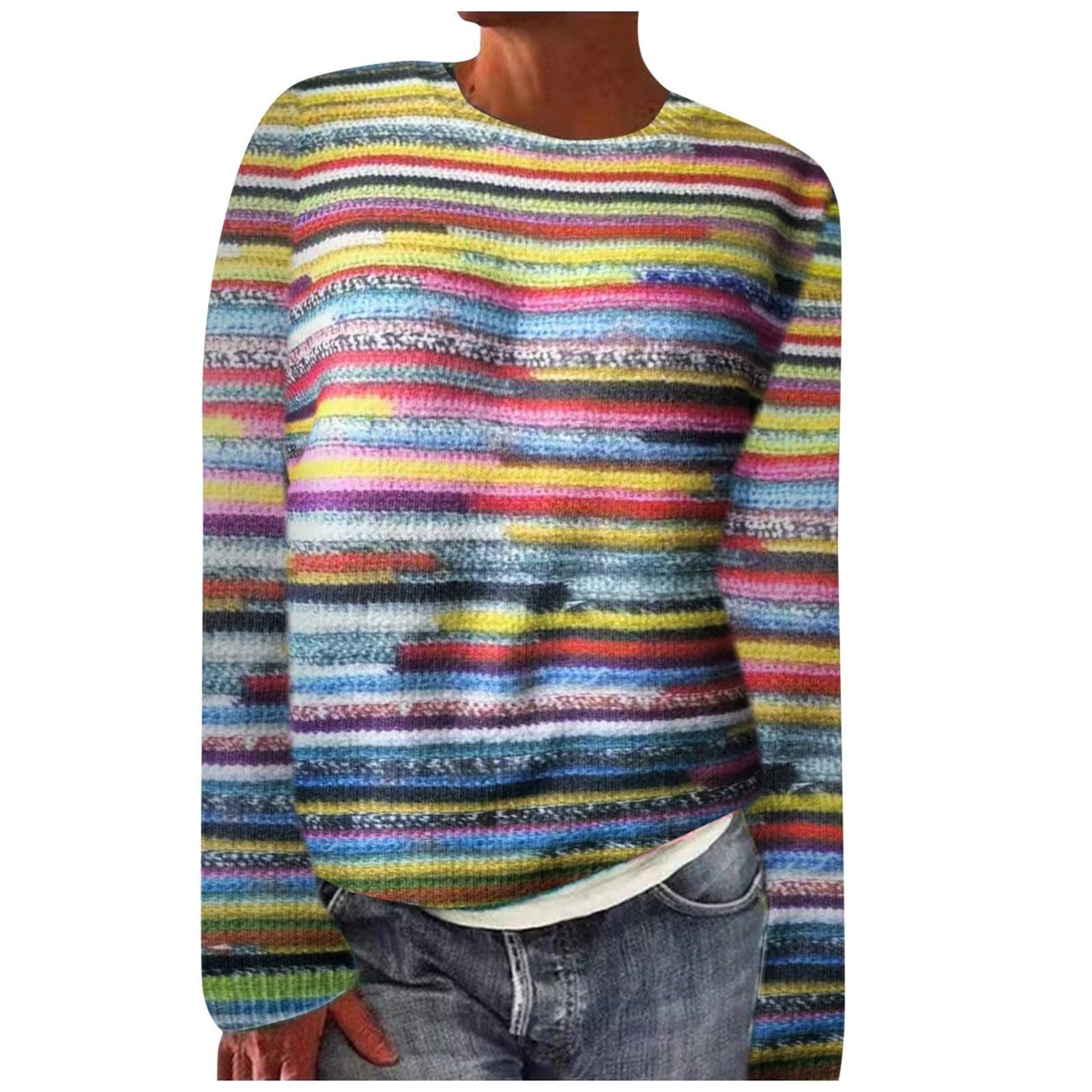 Bunter Strickpullover Damen - Norweger Design, Oversize, Für Herbst & Winter