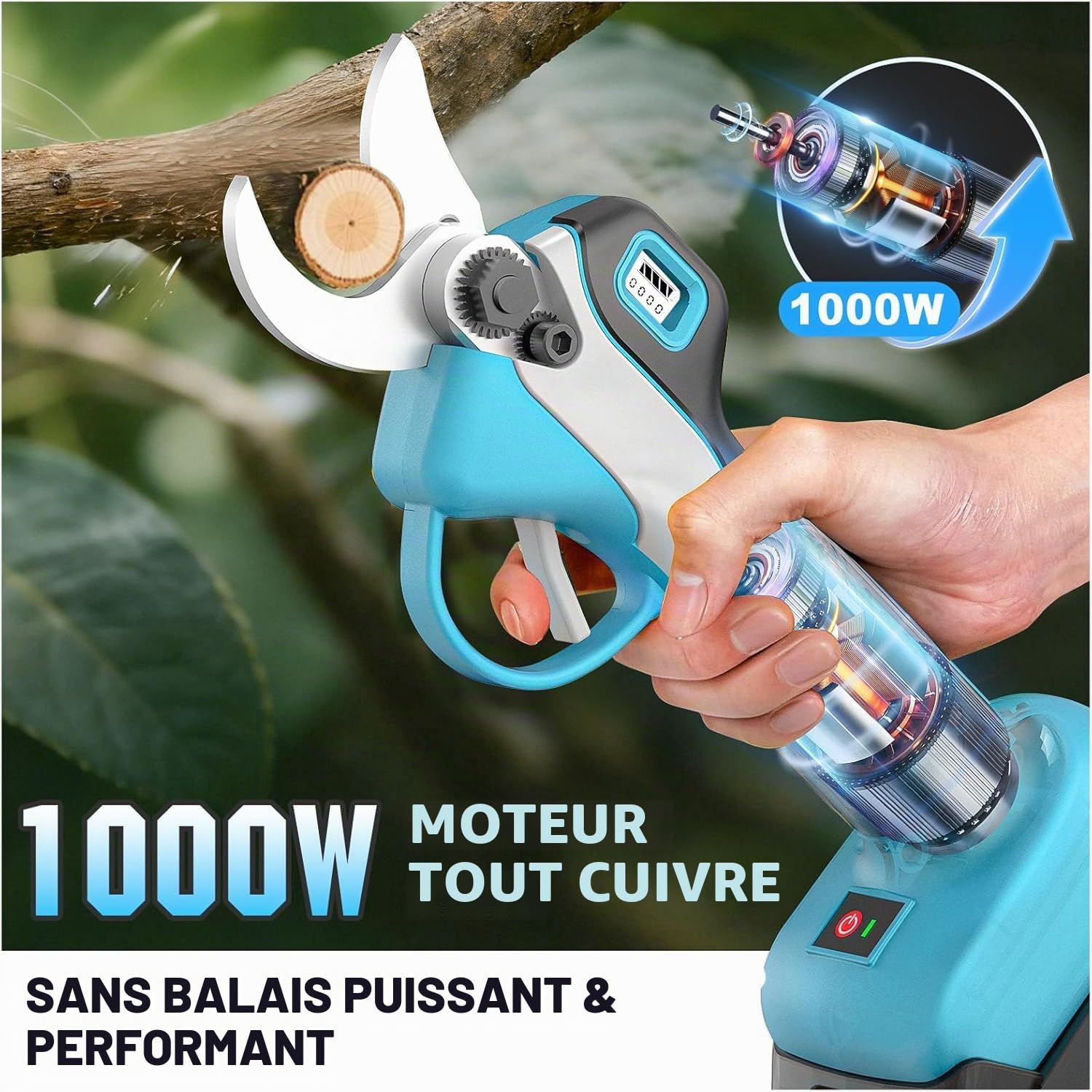 Mini TronçOnneuse Et SéCateur éLectrique 4 En 1 Avec Batterie 2 X 4,0 Ah, Barre D'Extension Jusqu'à 4,2 M, Moteur Sans Balais, Scie D'éLagage éLectrique Pour Branches D'Arbre