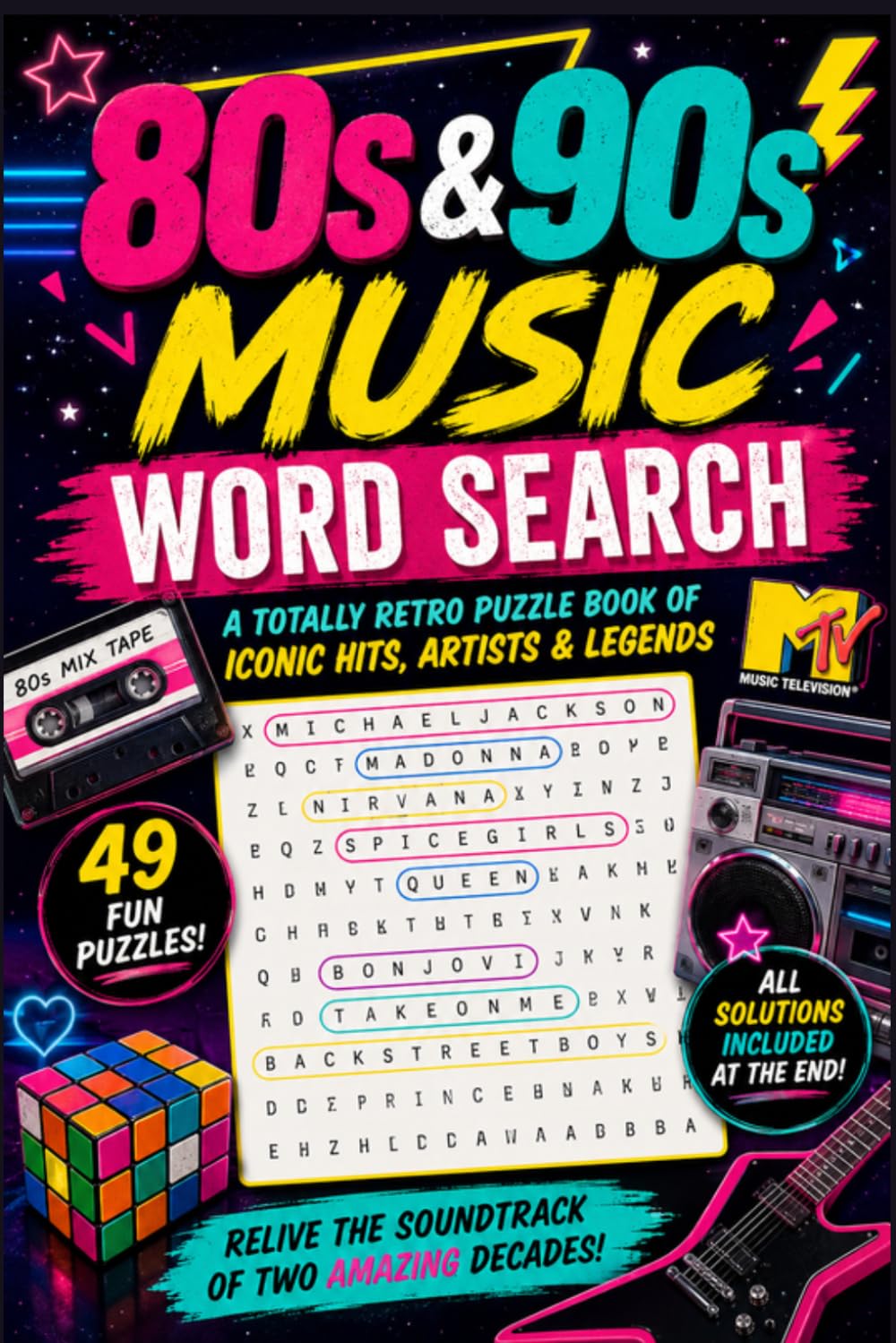 80s & 90s Music Word Search: A Totaly Retro Puzzle Book of Iconic Hits, Artists & Legends