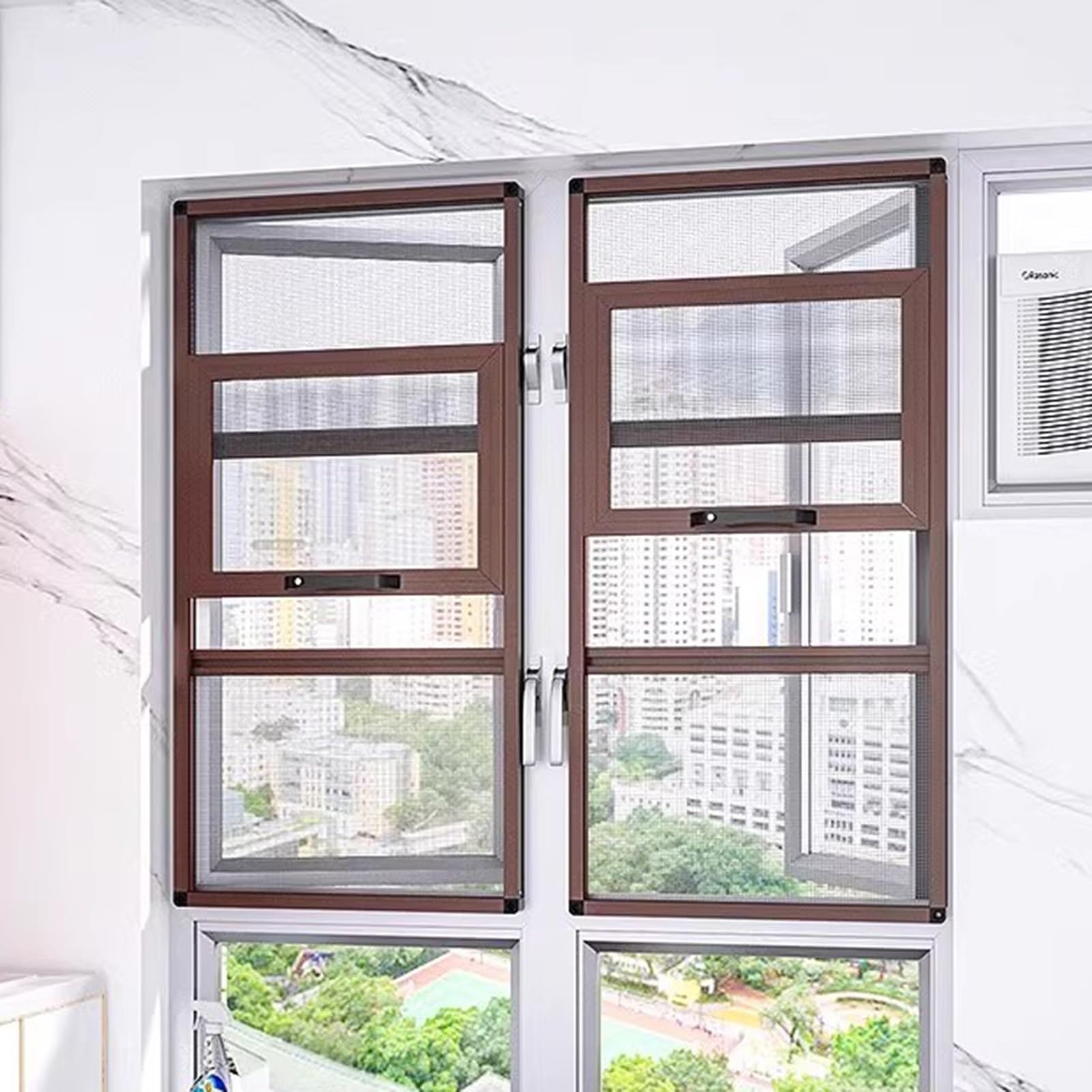 Pantalla de seguridad ajustable para ventana de seguridad infantil, protector de malla expandible con sistema de polea para seguridad del hogar (600 x 800 mm/23.62 x 31.50 pulgadas)