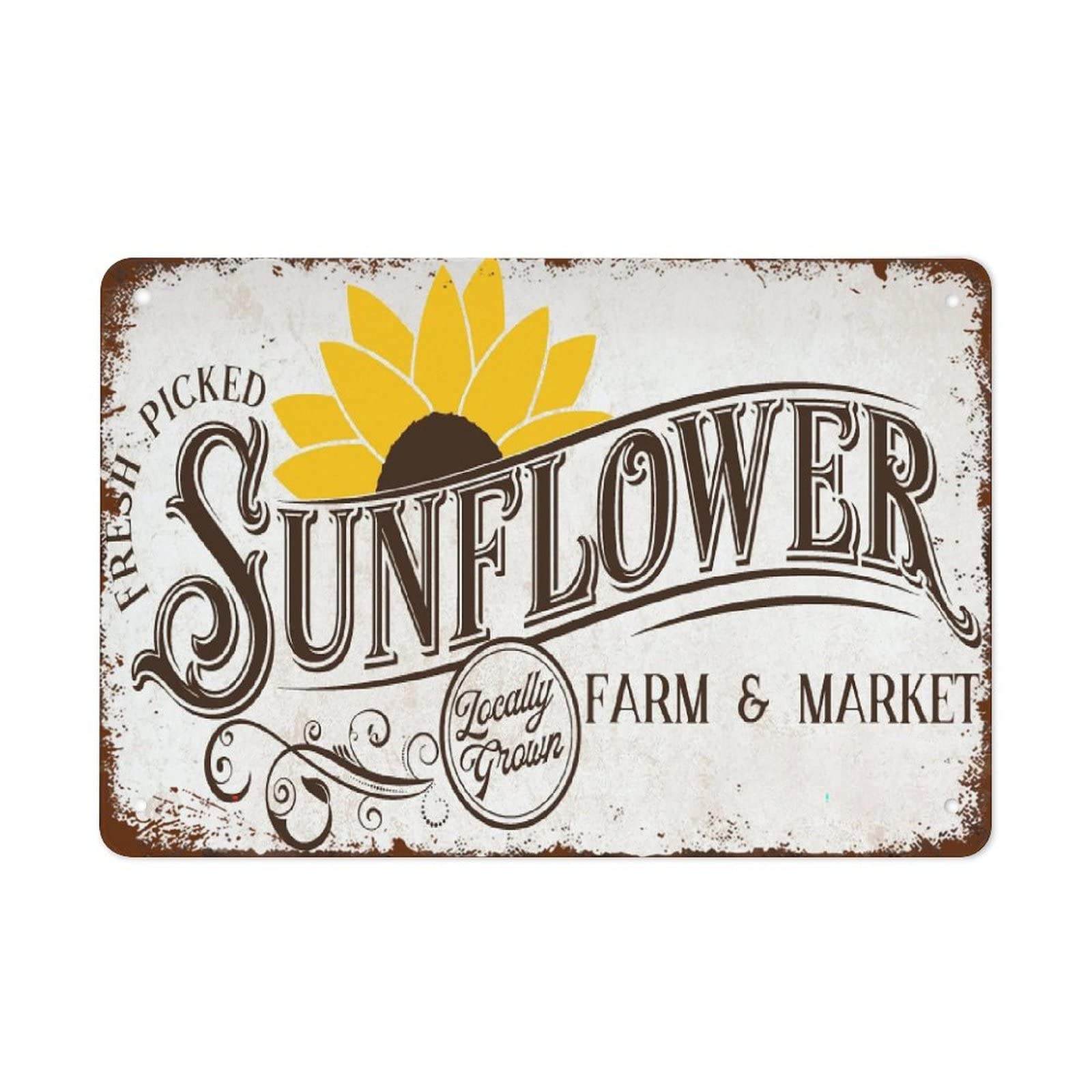 Kwqdozf As Pic Vintage Metal Tin Sign Sunflower Market Art Sunflower Farmhouse Flower Sign