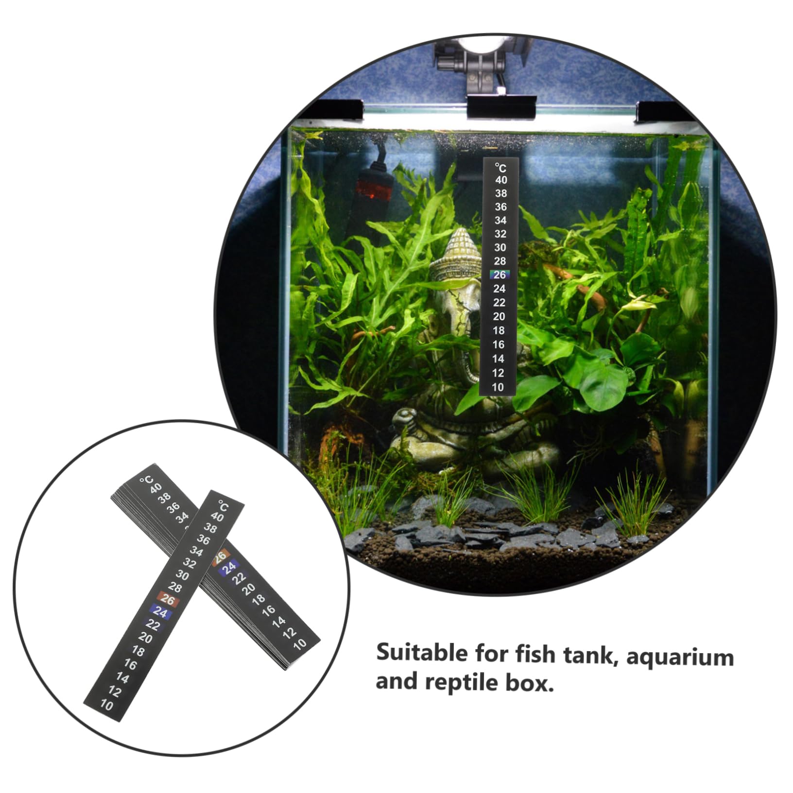 Ipetboom 150piezas Tira De Temperatura Interior Medición Precisa Cambio De Color Rango Para Acuarios y Reptiles Material Seguro Pet y Cristal Líquido