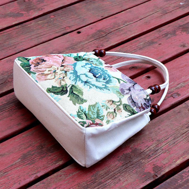 Image of Women Retro Embroidery Satchel Handbag Boho Vintage Handmade Double-Sided Animal Ethnic Hobo Tote Purse Shoulder Handbags
