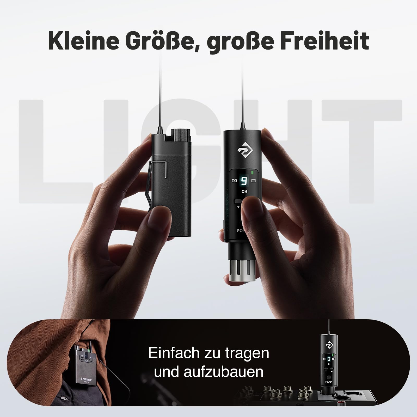 Phenyx Pro PDP-M UHF Stereo Funk-IEM-System mit Beltpack-Empfänger | 16 Frequenzen, 200 ft Reichweite, Sender & Beltpack-Empfänger, Kompaktes Design, Studio, Bands, Live-Auftritt